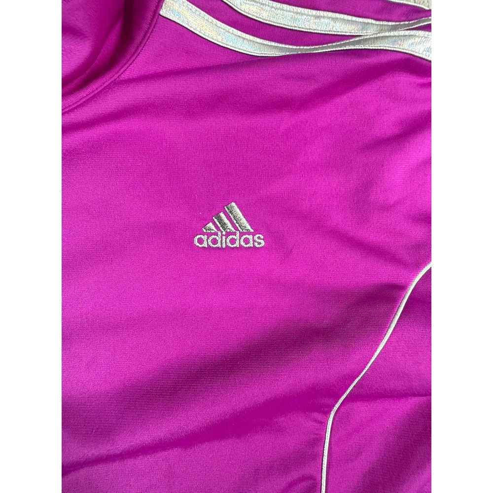 Adidas Kids Track Jacket Purple Full Zip 3 Stripe Activewear Size 14 - Picture 3 of 8